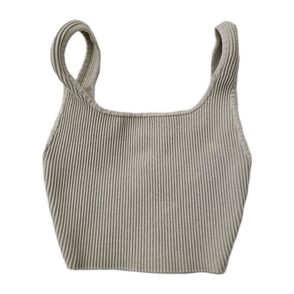 Babaton Aritzia Crop Top XXS Matte Pearl Ribbed Tank Sculpt Knit Stretch - Picture 1 of 8
